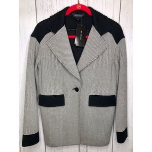 St. John Black and White Textured Knit Blazer